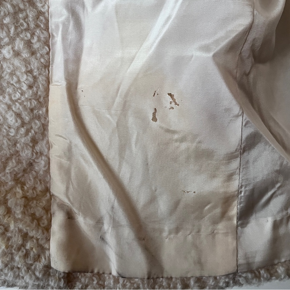 Vintage 100% Bouclé Wool Cream Textured Minimalist Teddy Blazer Size M - Picture 12 of 13